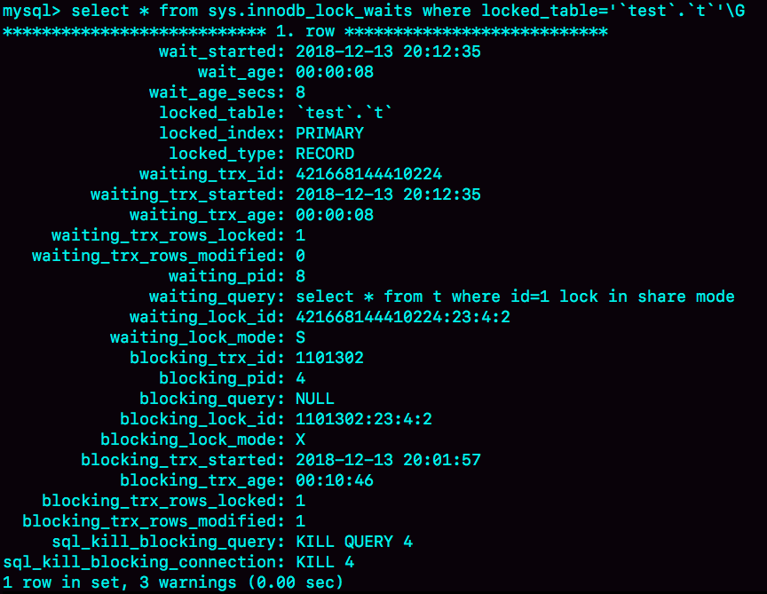 图 10 通过 sys.innodb_lock_waits 查行锁